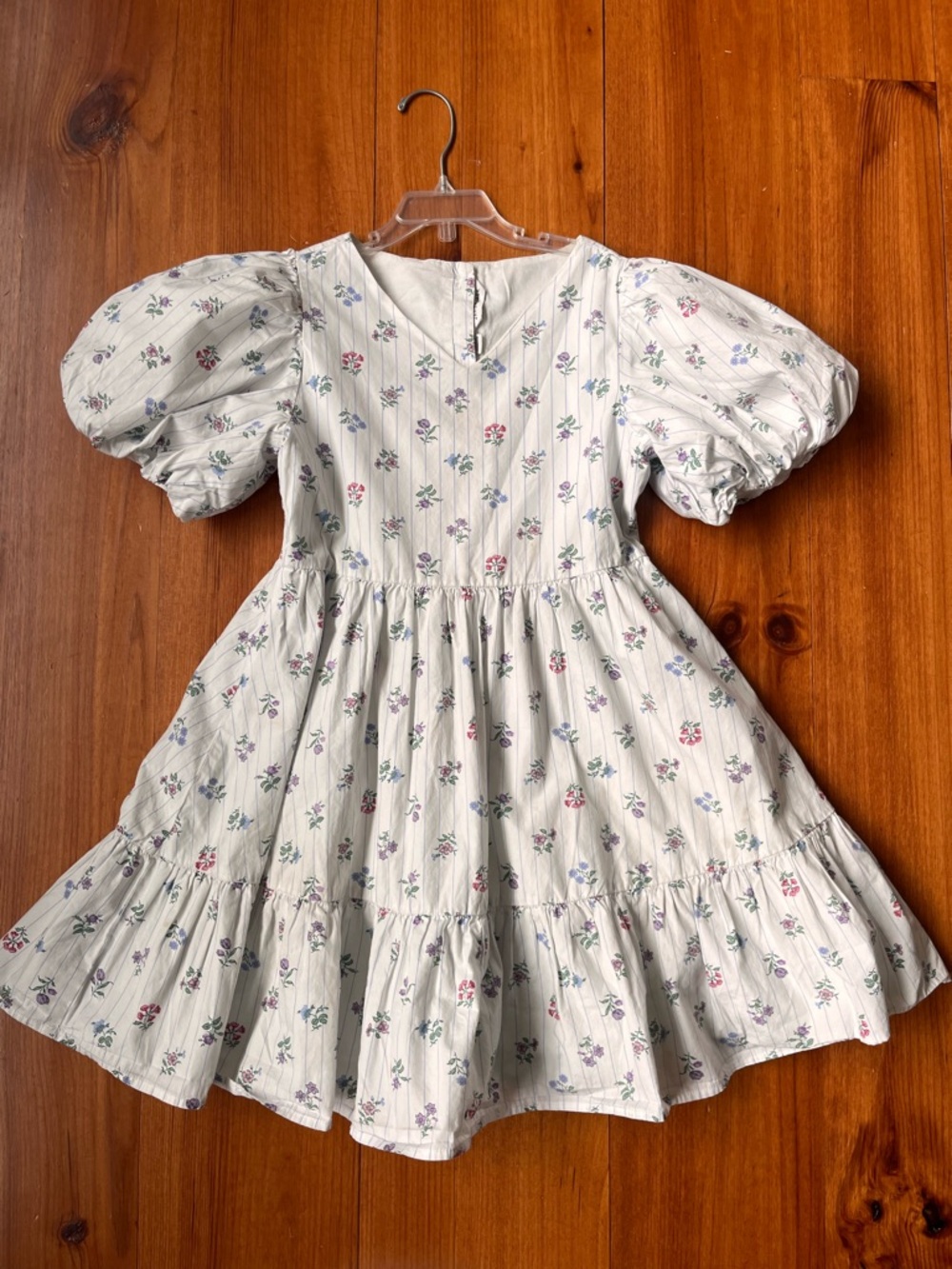 Janie and Jack White Floral Puff-Sleeve Dress Sz 12